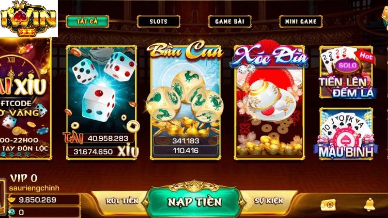 Giao diện ứng dụng casino online iwin